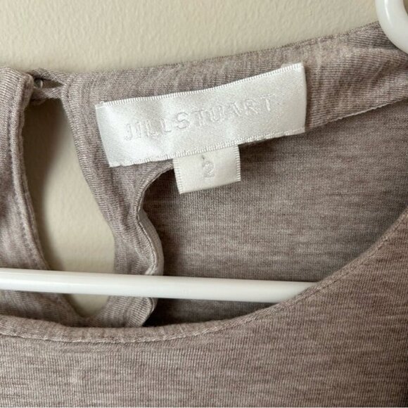 Jill Stuart Light Grey Long Sleeve Deep Scoop Crewneck Mini Dress Women’s Size 2 - Picture 3 of 5